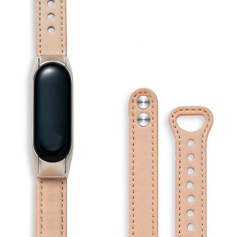 Correa Xiaomi Mi Smart Band 6 / Mi Band 5 / Amazfit Band 5 Cuero Clip Caqui
