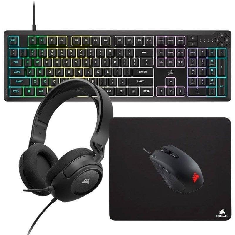 Corsair Gaming Bundle Corsair K55 Core Rgb + Corsair Harpoon Rgb Pro + Corsair Mm100 + Corsair Hs35 V2