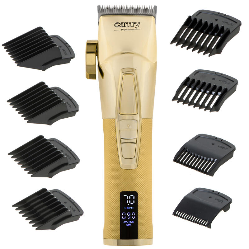 Cortadora De Cabello Camry Cr 2835g Premium Metálica, Tiempo De Operación 180 Min, Pantalla Lcd, Dorada