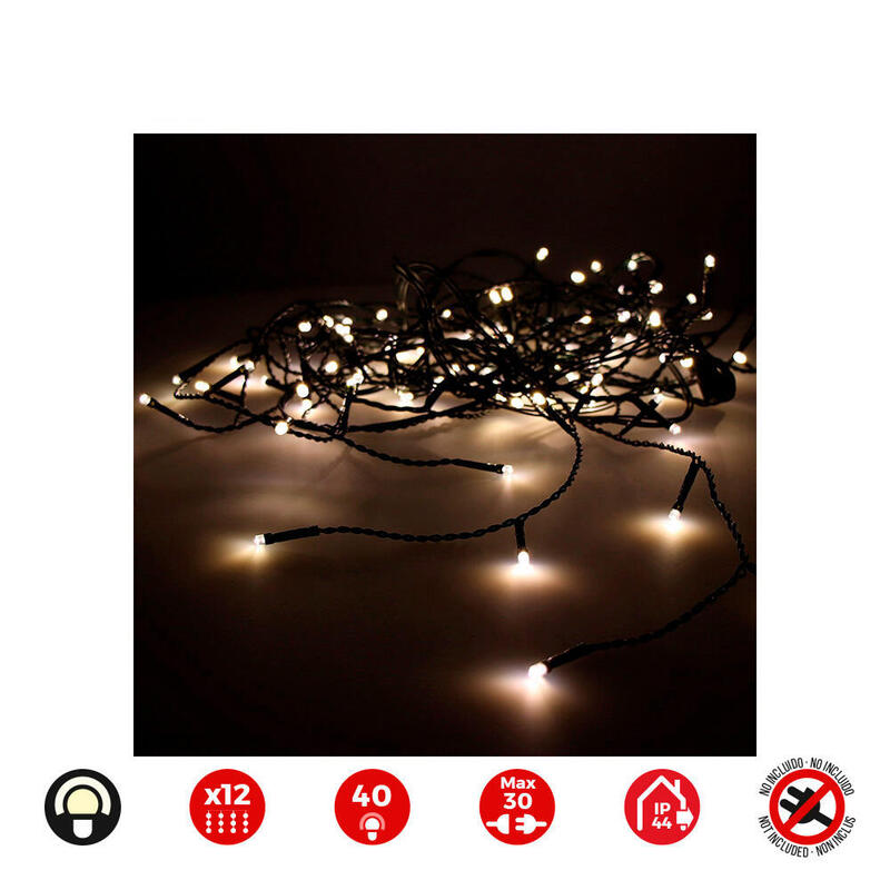 Cortina Icicle Easy-Connect 2x0,5m 12 Tiras Blanco Calido 30v (Interior-Exterior) Edm Total 0,72w