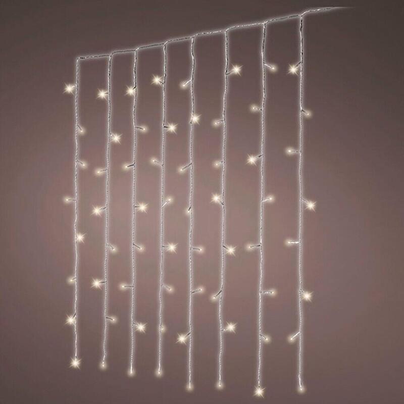 Cortina Multifunción, Exterior, Blanco Frío, Cable Transparente, 240 Leds, 2 X 2 M