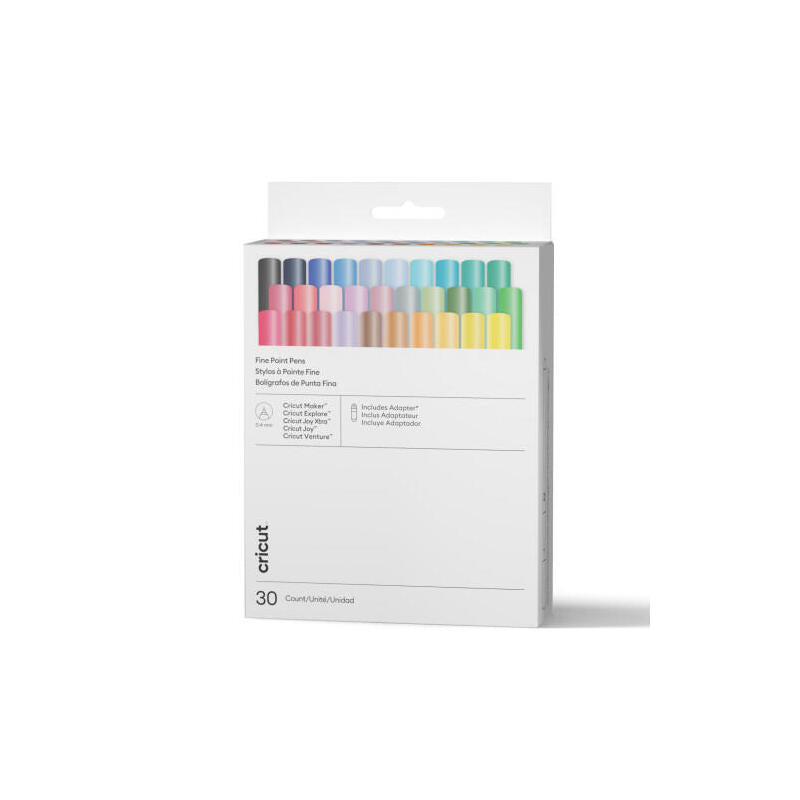 Cricut Bolígrafos De Punta Fina De 0.4 Mm, Gama Ultimate (30 Uds.) + Adaptador