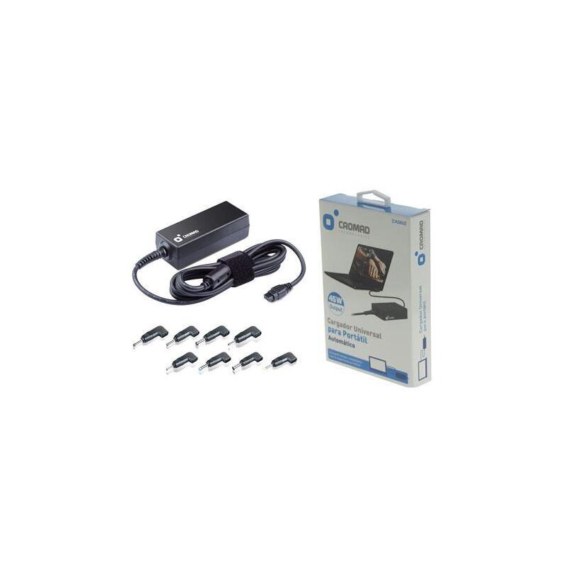 Cromad Cargador Universal Automatico Para Portatil 45w - 8 Conectores Diferentes