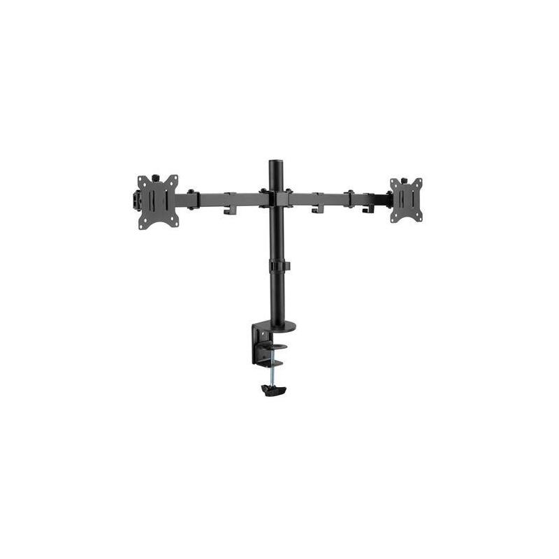 Cromad Soporte De Mesa Con Brazos Articulados Para 2 Monitores De 13"-32" - Giratorio, Inclinable Y Extensible - Gestion De Cables - Peso Max. Total 16kg - Vesa 100x100mm