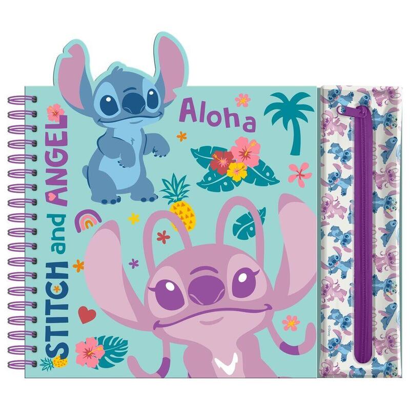 Cuaderno Actividades Con Estuche Removible Stitch Disney