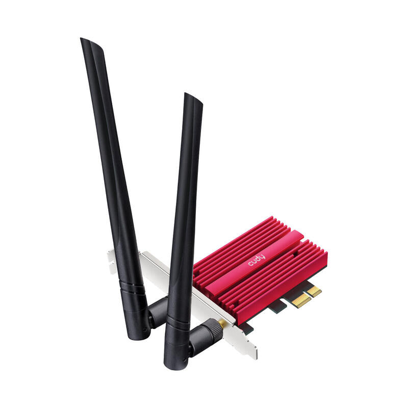 Cudy Adaptador De Red Pcie Tribanda Wifi 7 Be9300 - Bluetooth 5.4 - Disipador Termico - Negro/Rojo