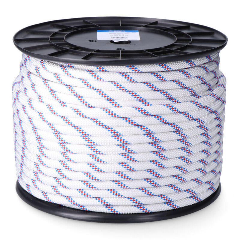 Cuerda Driza Trenzado Poliéster Blanco Distintivo, Calibre 16 Mm X 100 M
