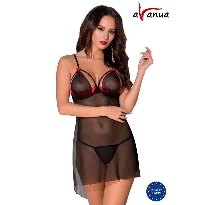 Cyra Chemise Rojo/Negro Talla (Interno):S/M