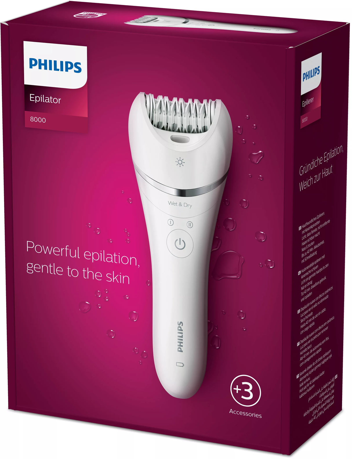 EAN 8710103935476 - Philips 8000 series BRE700/00 depiladora 32 pinzas Plata, Blanco imagen 4