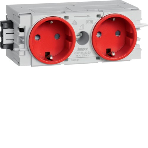 Hager Steckdose 2fach M.Wago Gs20003020 ** C-Profil Verkehrsrot