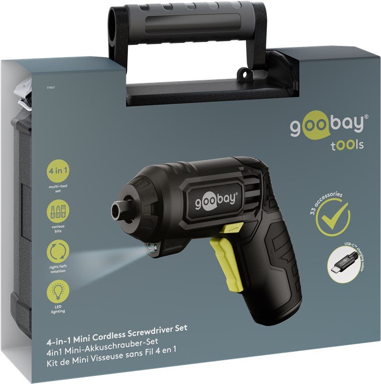 Goobay 77817 Destornillador Eléctrico Y Llave De Impacto 200 Rpm Negro, Amarillo