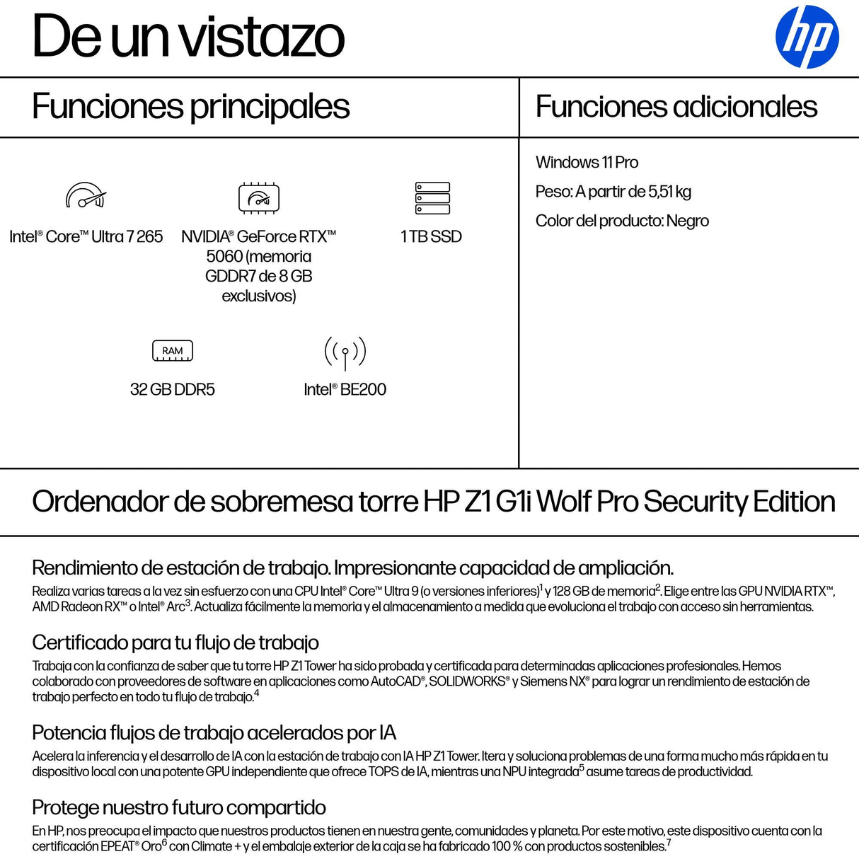 EAN 0199764193094 - HP Z1 Tower G1i Wolf Pro Security Edition Intel Core Ultra 7 265 32 GB DDR5-SDRAM 1 TB SSD NVIDIA GeForce imagen 3