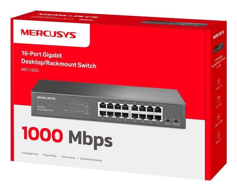 EAN 6957939002343 - Mercusys MS116GS switch Gigabit Ethernet (10/100/1000) Negro imagen 4