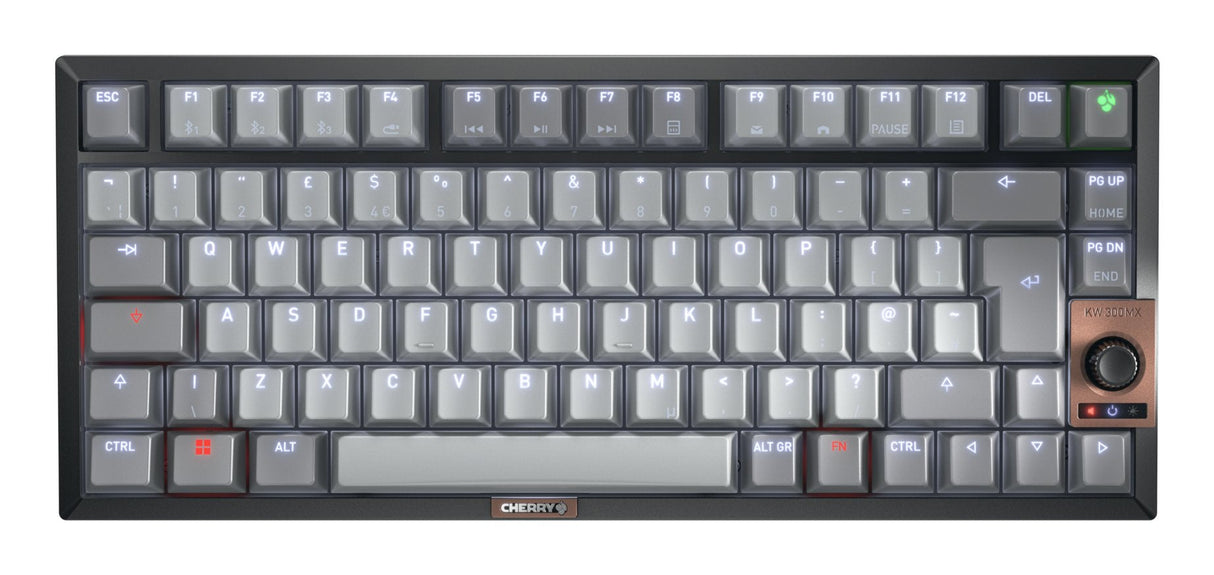Cherry Kw 300w Mx, Con Cable & Inalámbrico, Usb + Bluetooth, Mechanischer Switch, Qwerty, Led, Negro, Cobre, Gris