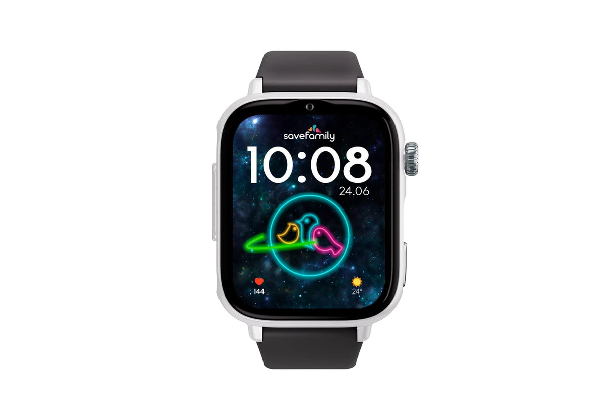 Savefamily Reloj Inteligente Infantil Savewatch Plus 2 - Pantalla Amoled - Carcasa Blanca - Correa Silicona Negra