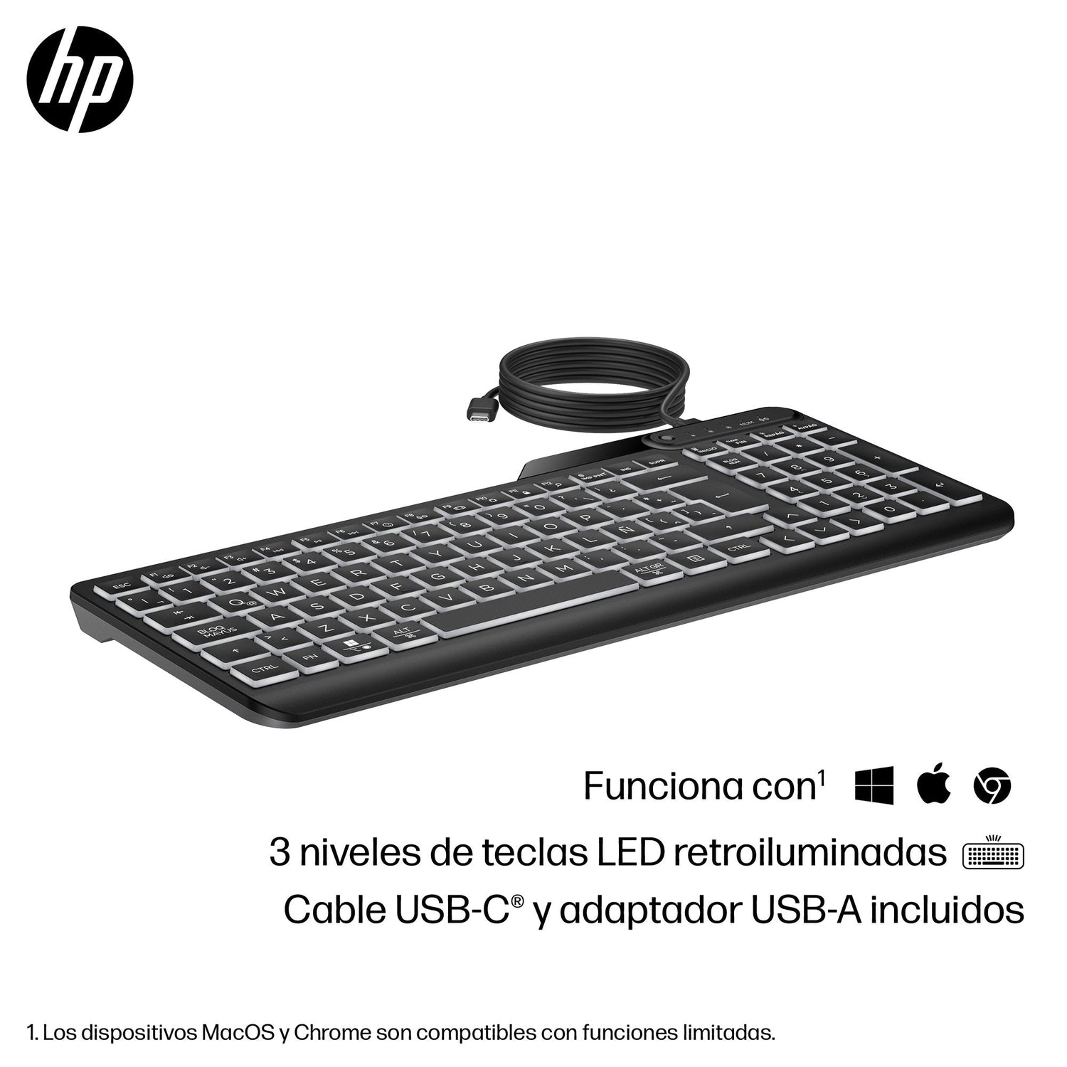 Teclado Español Hp Con Cable 400 Retroiluminado