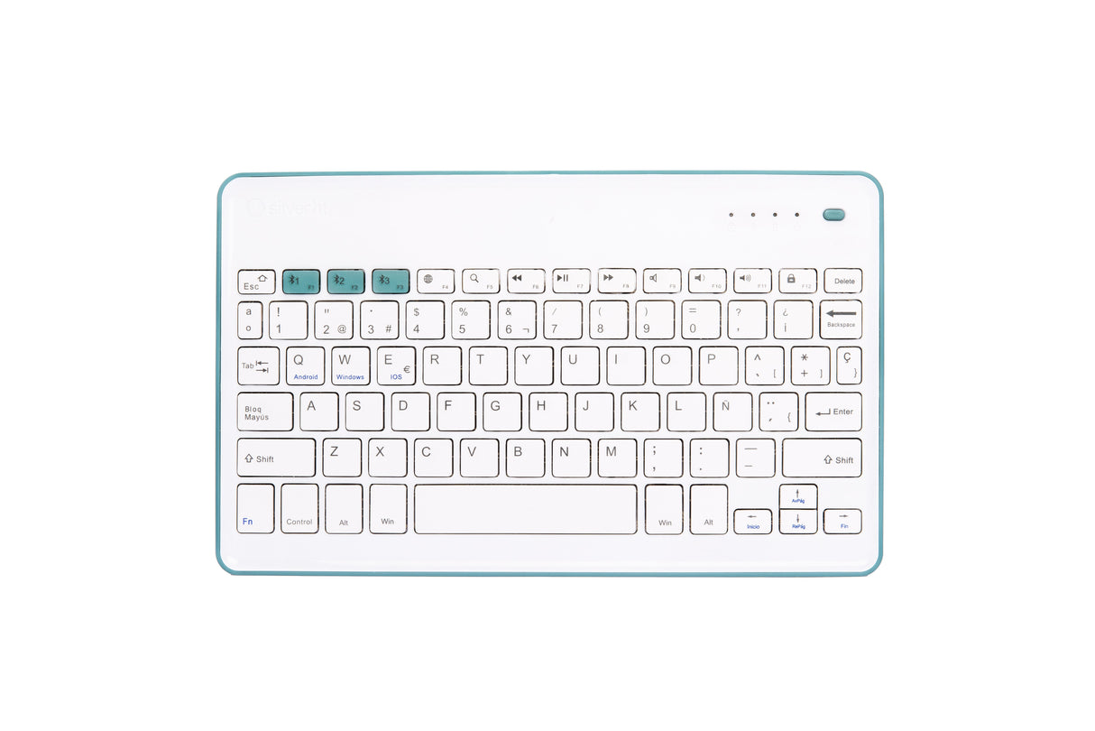 Teclado Silver Ht Inalambrico Bt V3.0 (Win And Ios Smarttv) Blanco Azul