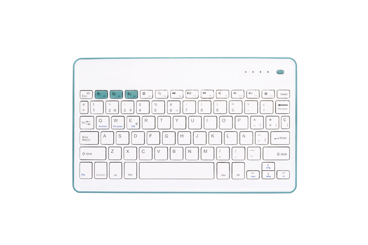 EAN 8420738193669 - SilverHT 111936640199 teclado para móvil Español Bluetooth Azul, Blanco imagen 1