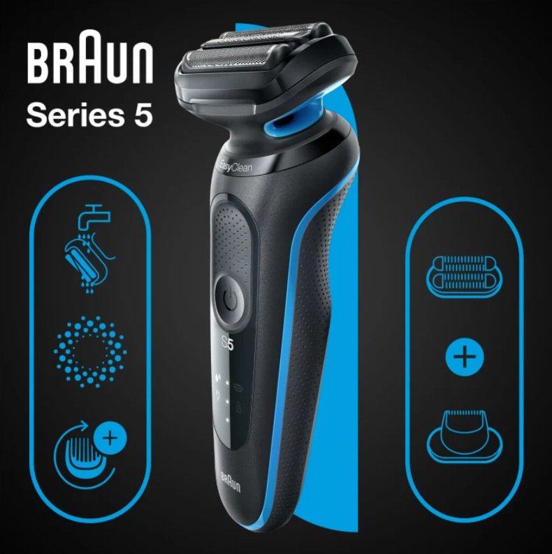 EAN 4210201432777 - Braun Series 5 51-B1820s Máquina de afeitar de láminas Negro, Azul imagen 2