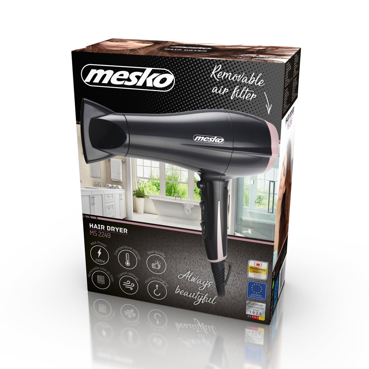 Secador De Pelo Mesko Ms 2249 2000 W, Negro Rosa