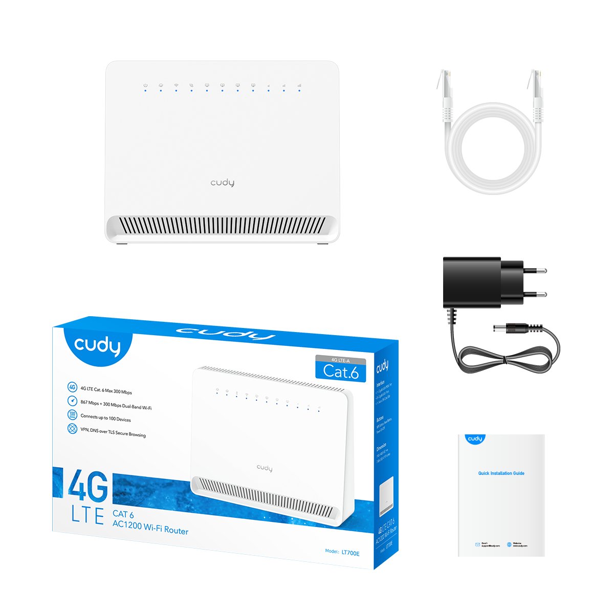 EAN 6971690792879 - Cudy 4G Cat 6 AC1200 Wi-Fi Router, LT700E 1.0 router inalámbrico Gigabit Ethernet Doble banda (2,4 GHz / imagen 6