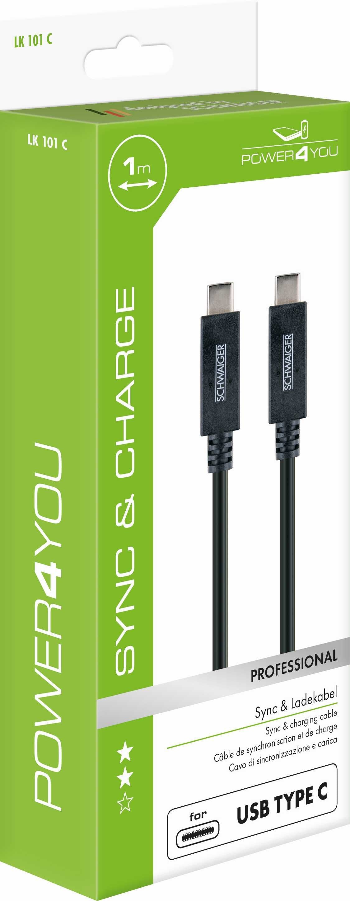 Schwaiger Cable Usb 3.1 Tipo C <> Tipo C 1m, Negro