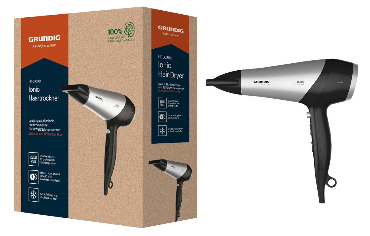 Secador Grundig Hd 6080 B 2200 W Negro, Plata