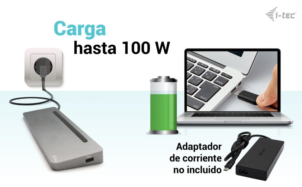 I-Tec Usb-C Metal Ergonomic 4k 3x Display 2x Dp 1x Hdmi Lan Audio Power Delivery 100 W