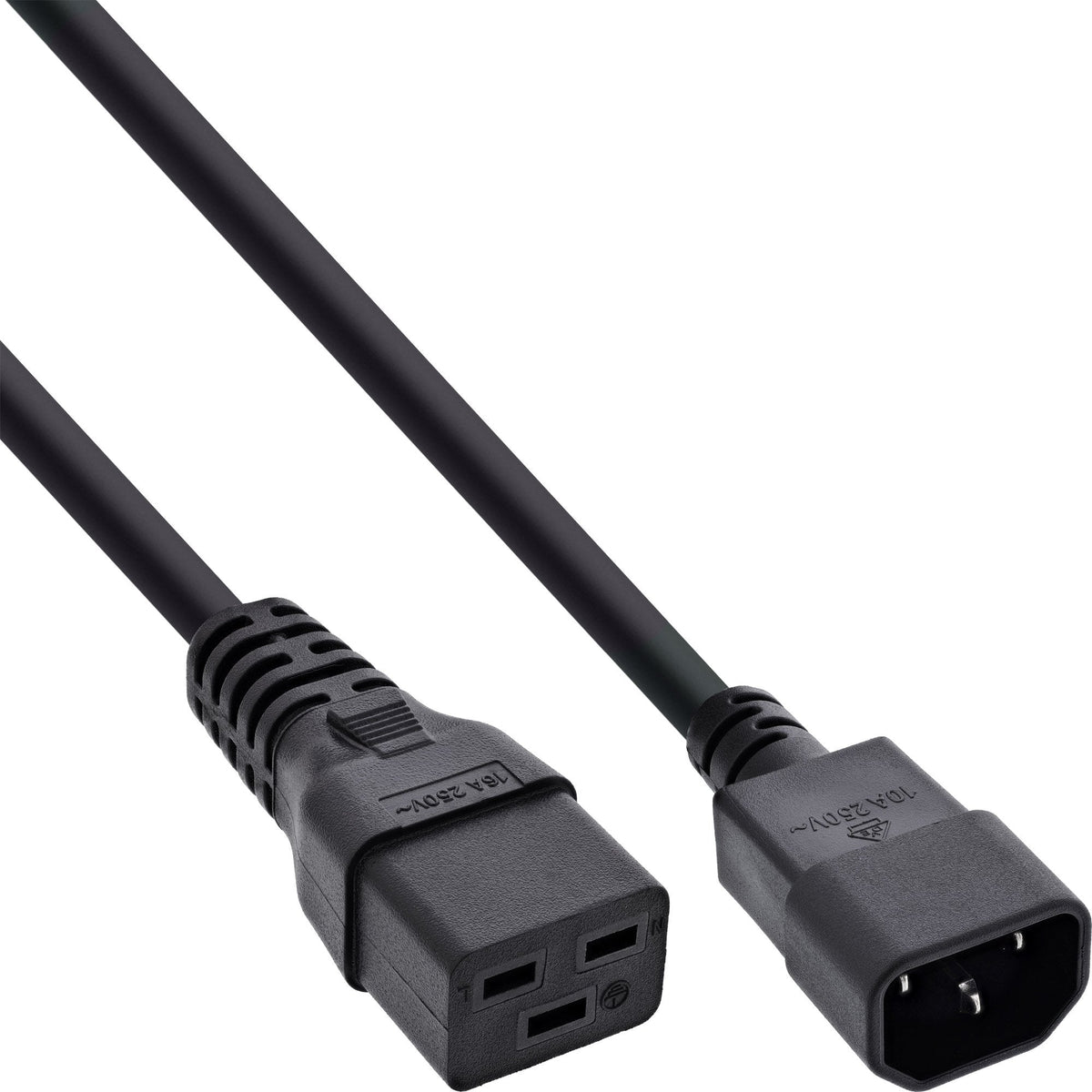 Adaptador De Corriente Inline, Iec-60320 C14 A C19, 3x1,5mm², Máx. 10a, Negro, 2m