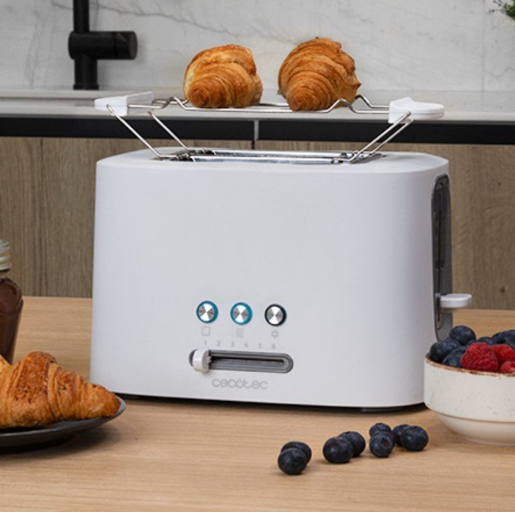 Tostadora Cecotec Toast&Taste 9000, Vertical 2 Ranuras 980w Blanco