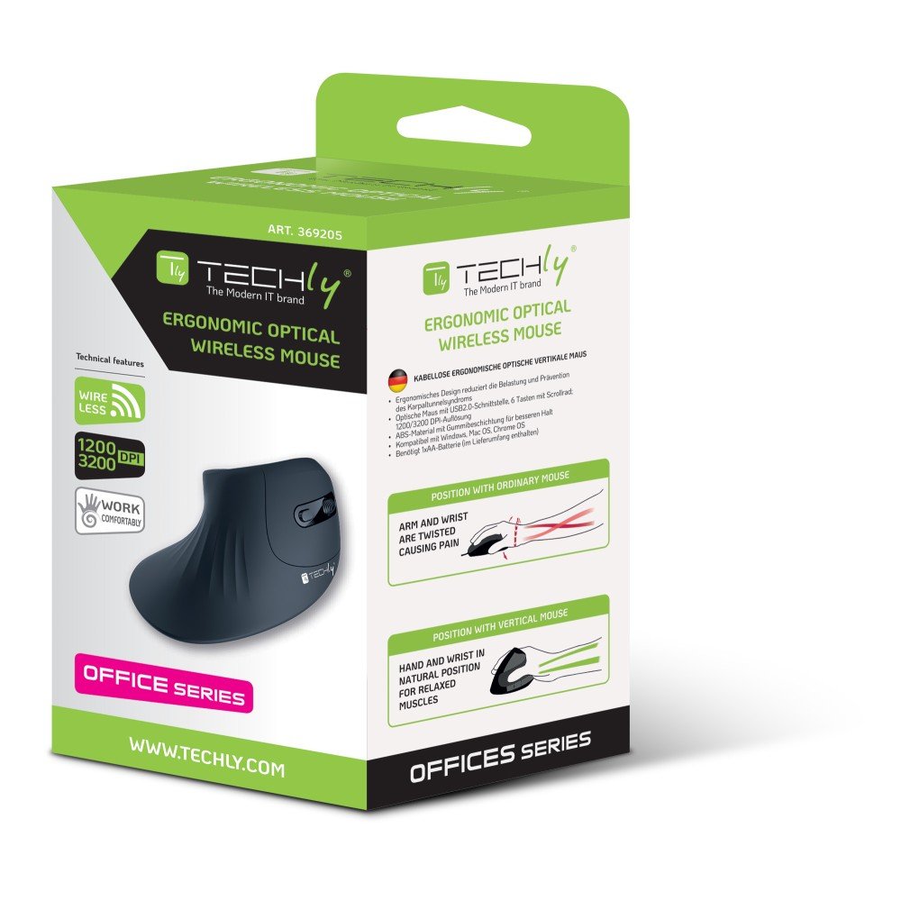 EAN 8059018369205 - Techly IM 1100-VM-B ratón Médico mano derecha RF inalámbrico Óptico 3200 DPI imagen 2