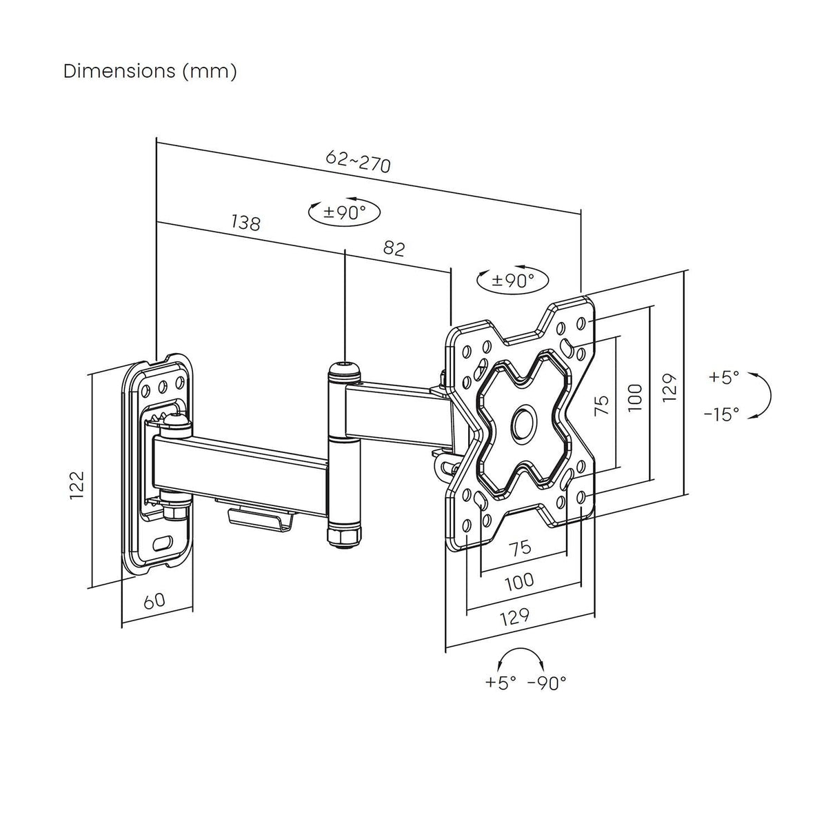 Aisens Soporte Eco Giratorio, Inclinable Y Nivelable Para Monitor/Tv 20kg (3 Pivotes) De 13-32, Negro