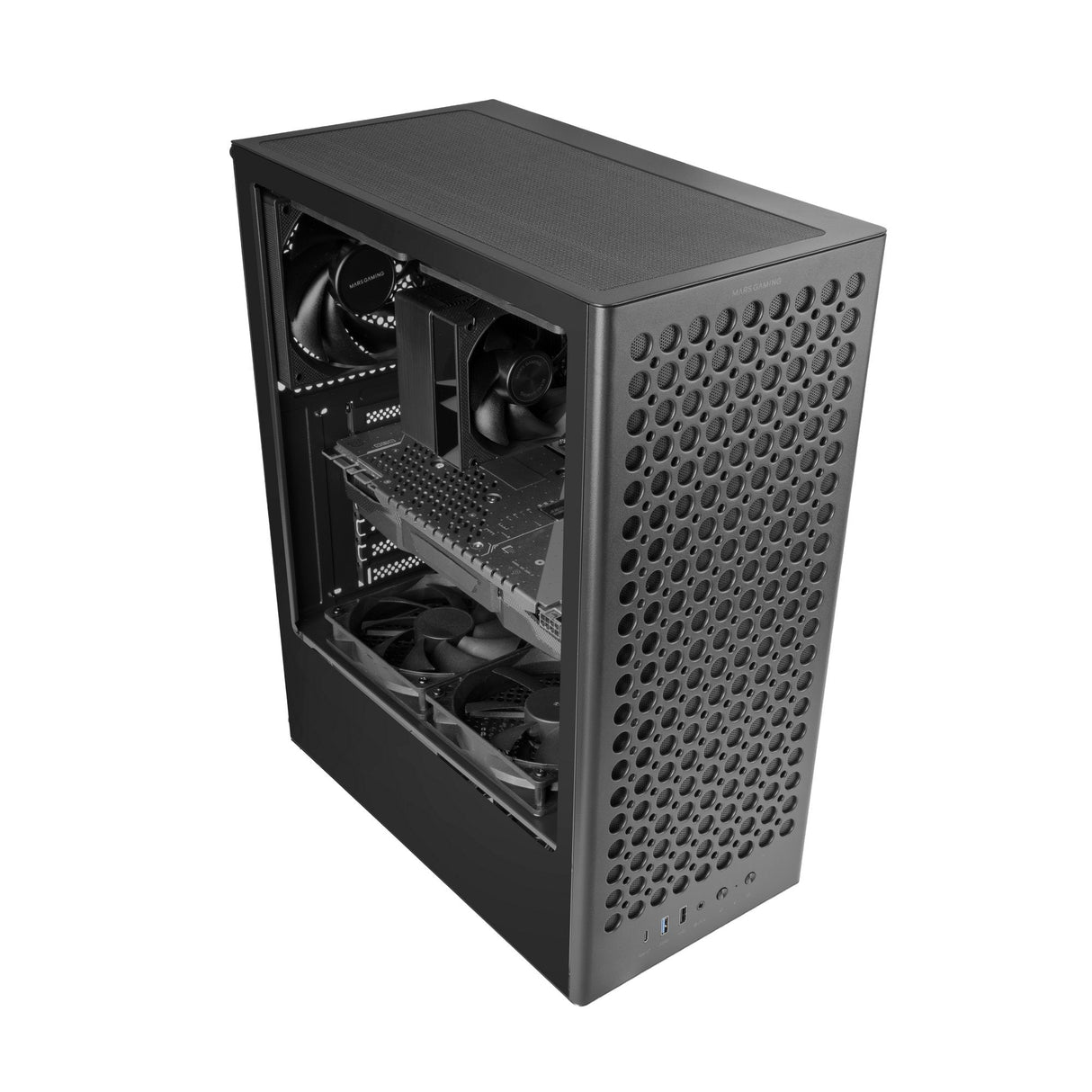 Caja Pc Atx Mars Gaming Mc-T800 Frontal Airdot Mesh 4x Ventiladores Fdb Cablehatch Usb-C Negro