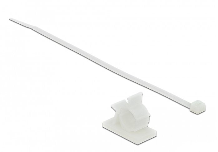 Delock Abrazadera Para Cable 37 X 18 Mm Con Brida Para Cables L 300 X B 4,8 Mm Blanco