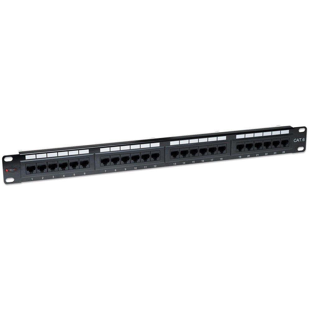 Techly 022892 Patch Panel Utp Cat6 1u 24 Puertos, Negro