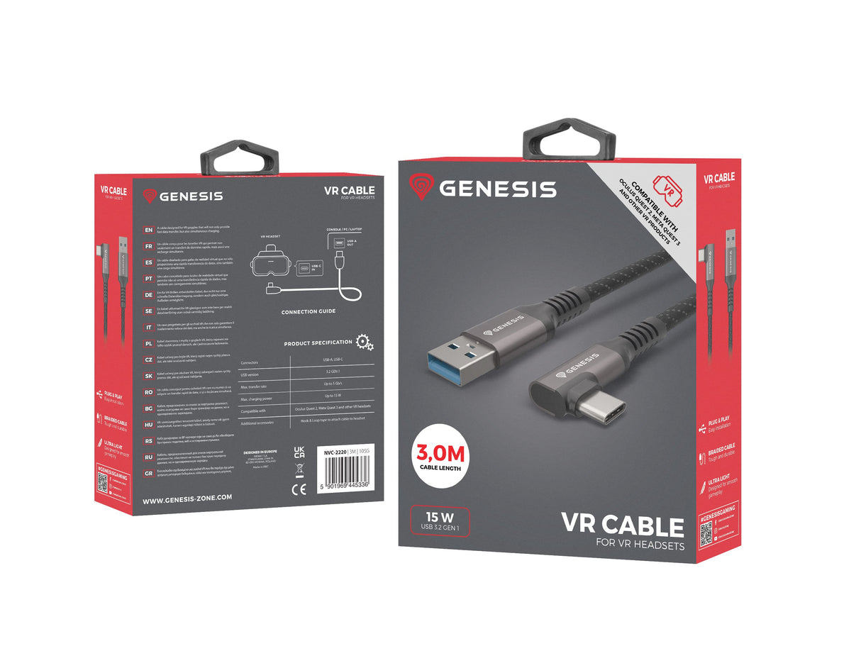 EAN 5901969445336 - GENESIS NVC-2220 cable USB USB 3.2 Gen 1 (3.1 Gen 1) 3 m USB A USB C Negro, Gris imagen 7