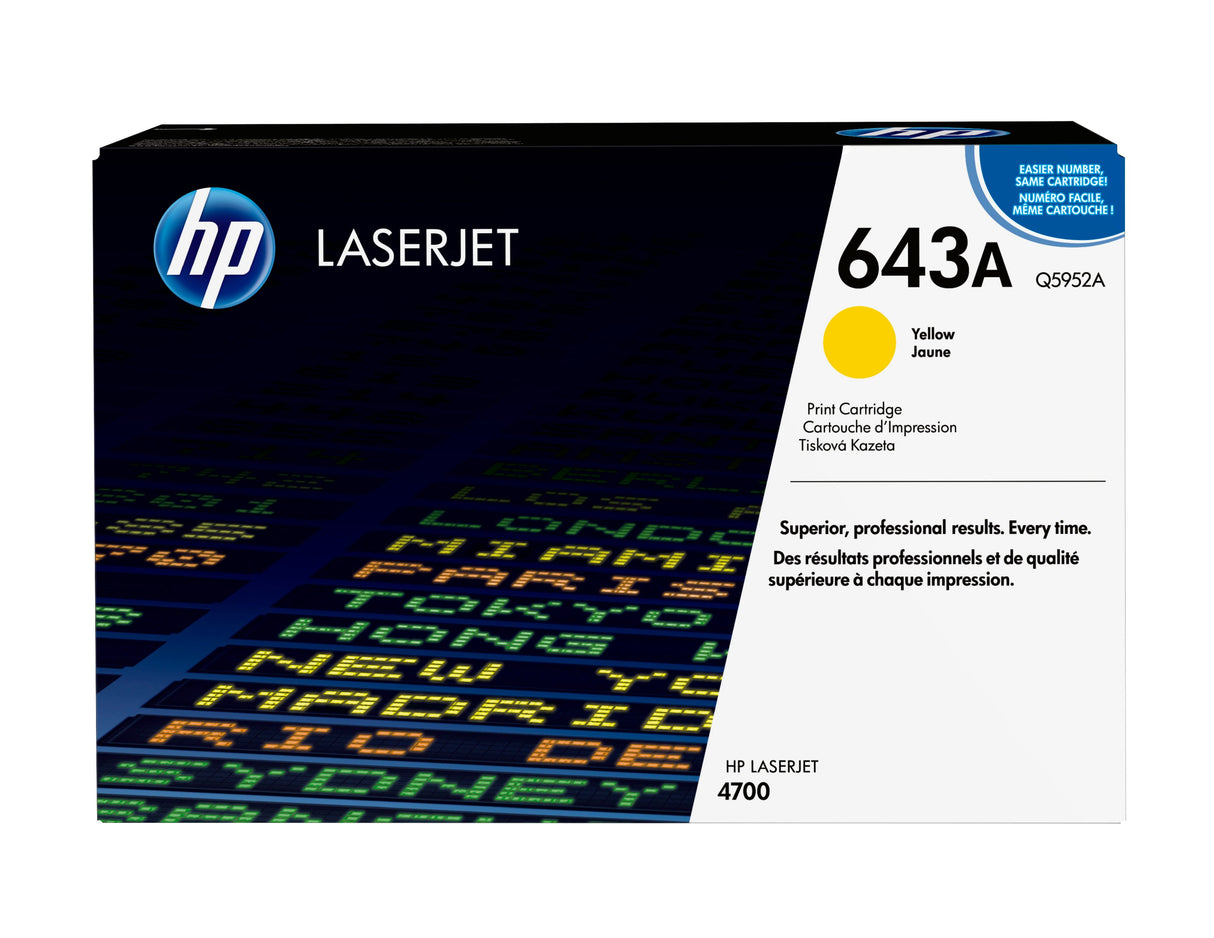 EAN 0829160493893 - HP 643A Yellow Original LaserJet Toner Cartridge cartucho de tóner 1 pieza(s) imagen 1