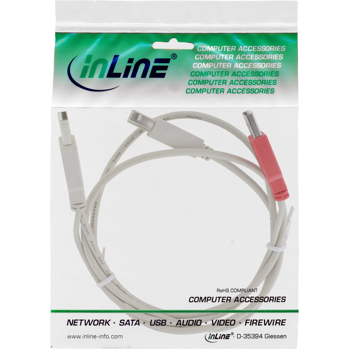 Inline Usb 2.0 Y-Cable 2x Usb A Macho A 1x Usb B Macho 1m