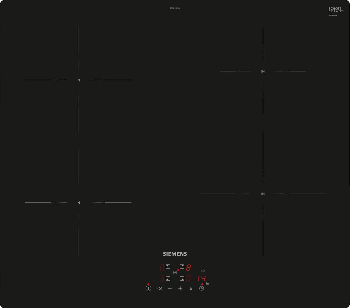 Siemens Eu611beb6e Iq100, Hob Soltauficiente Sobre Negro, 60 Cm Eu611beb6e