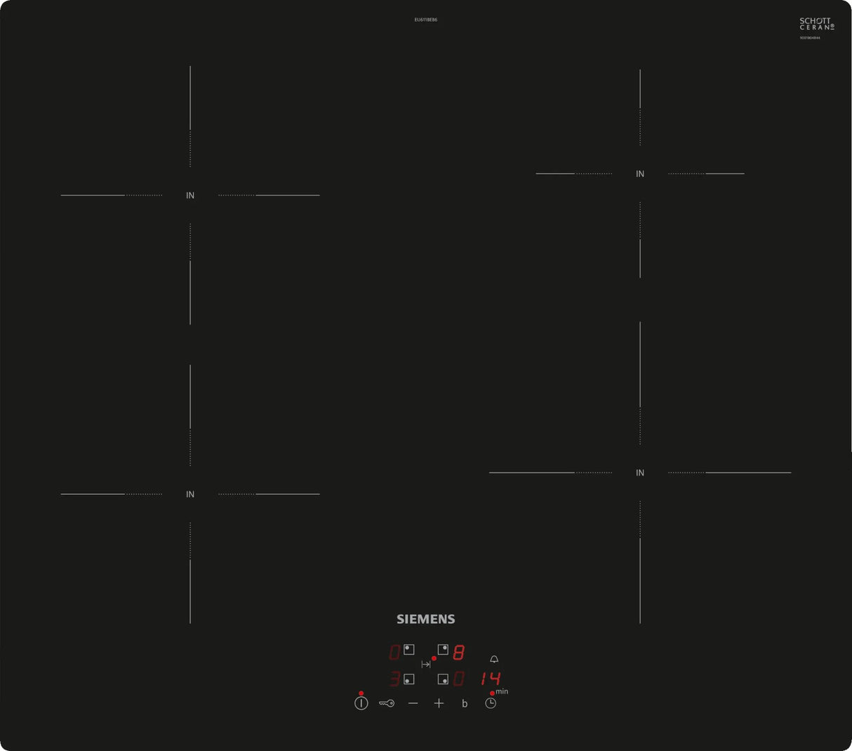 EAN 4242003934562 - Siemens iQ100 EU611BEB6E hobs Negro Integrado 60 cm Con placa de inducción 4 zona(s) imagen 1
