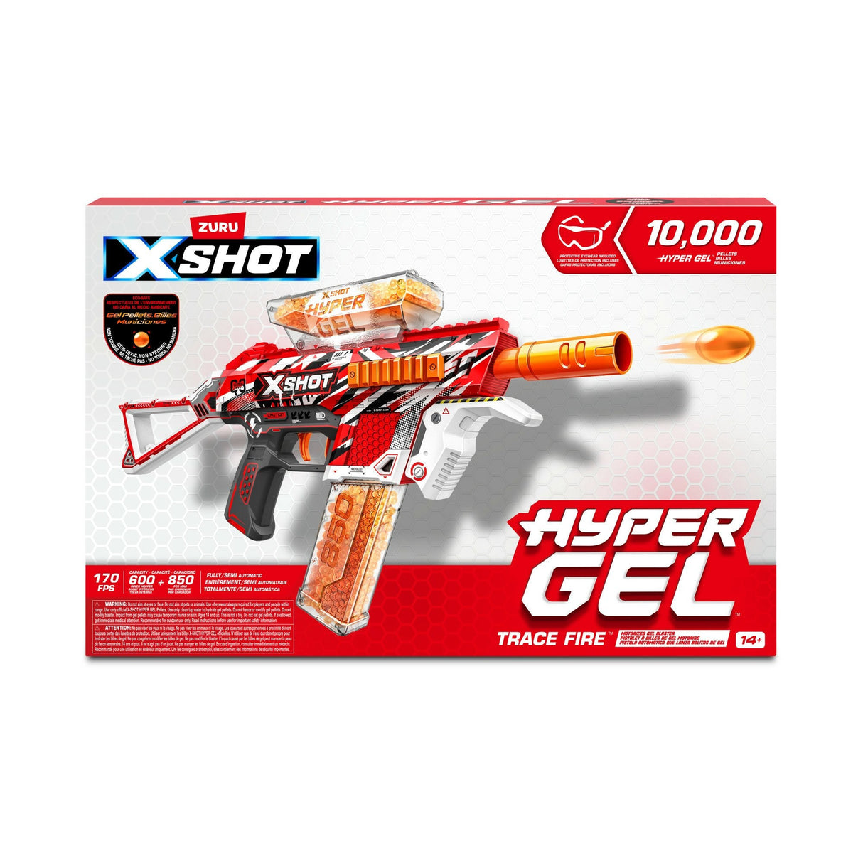 Zuru X-Shot - Hyper-Gel Blaster Trace Fire, Lanzador De Gel Incluye 10.000 Bolas 36621