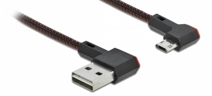 Delock Easy-Usb 2.0 Cable Typ-A Stecker Zu Easy-Usb Typ Micro-B Stecker Gewinkelt Links Rechts 1 M Schwarz