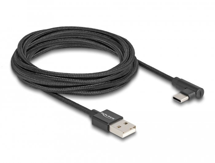 Cable Usb 2.0 Delock , Usb-A Macho > Usb-C Macho 3 M Con Funda, Ángulo De 90°Negro