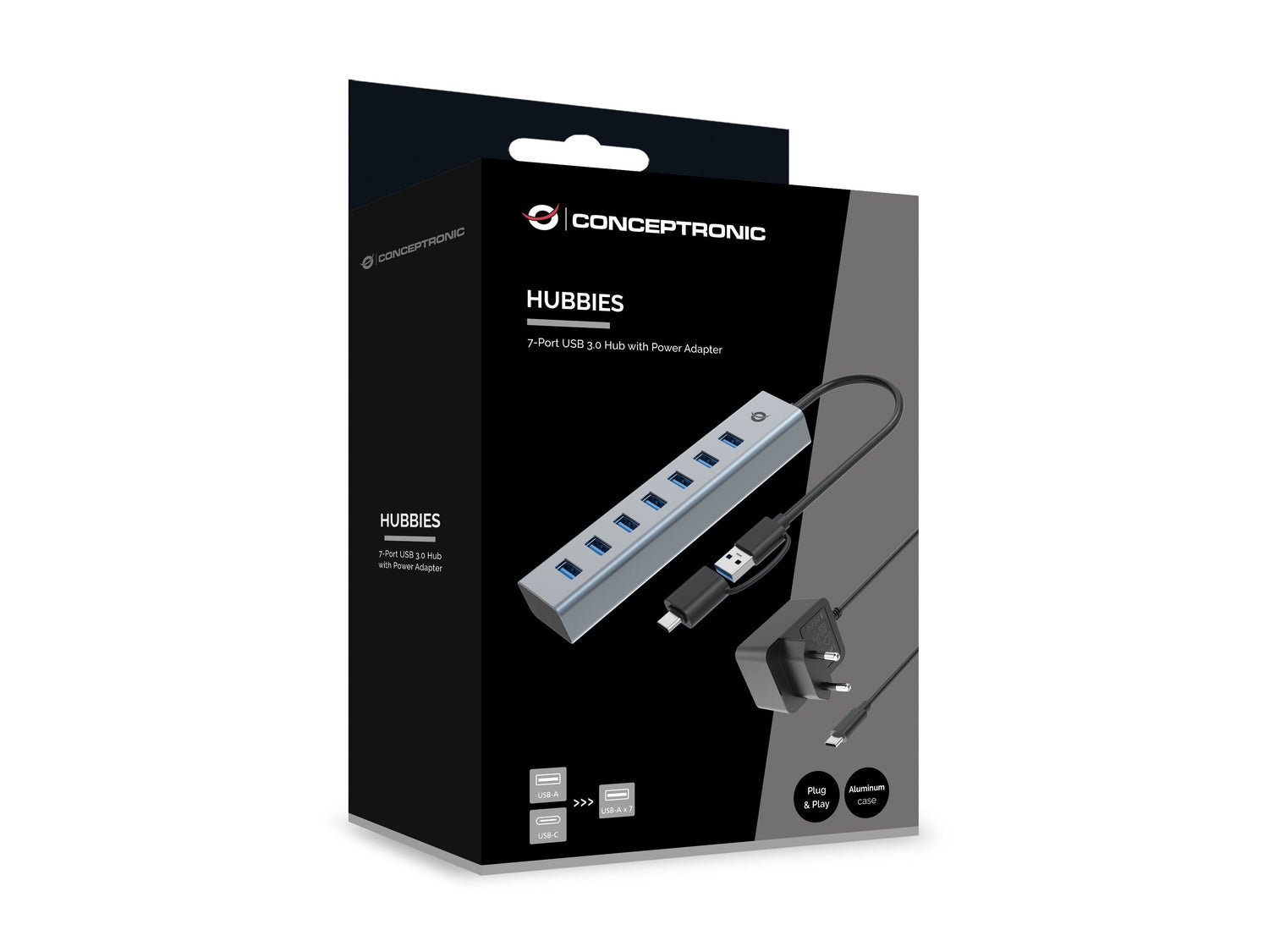 Conceptronic Usb-Hub 7-Port 3.0 ->7x3.0 +Typc 5gbps M.Nz Gr