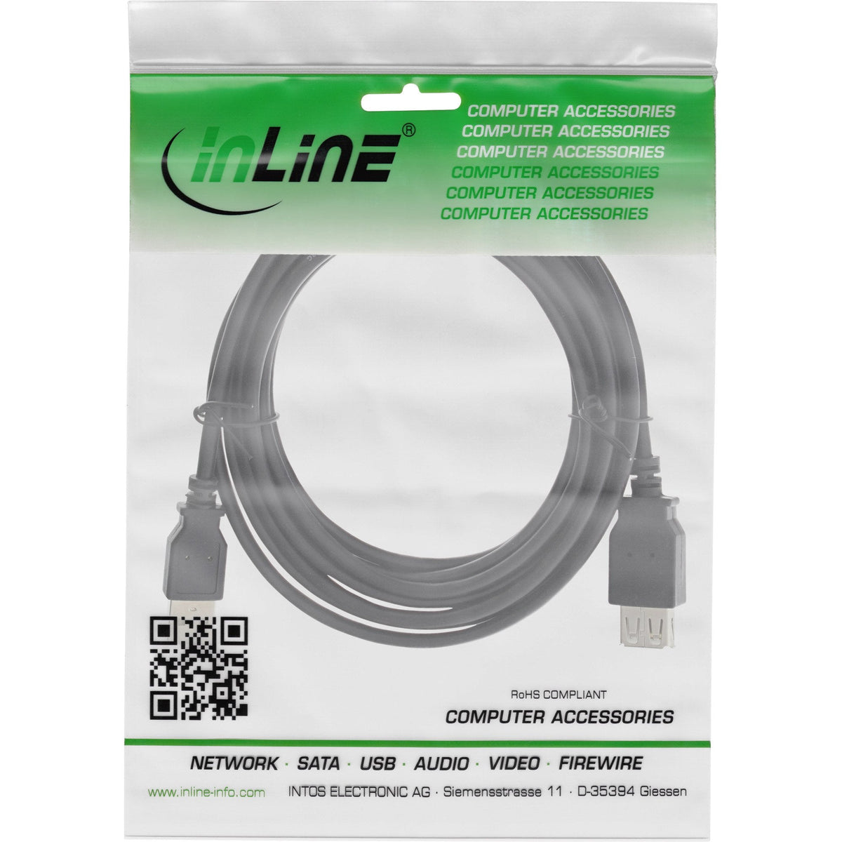 Cable De Extensión Usb 2.0 Inline Tipo A Macho A Hembra Negro 1,8 M