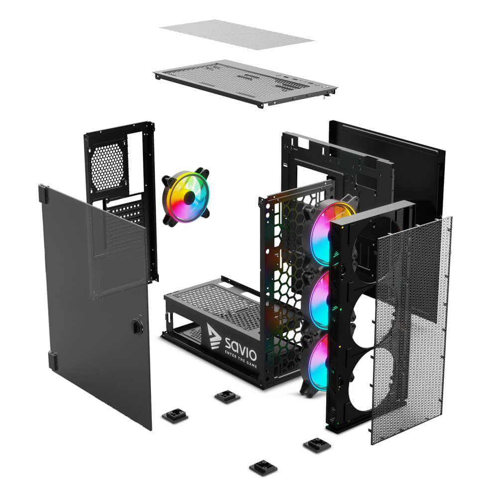 EAN 5901986046301 - Savio SAVGC-RAPTORX1 carcasa de ordenador Midi Tower Negro imagen 3