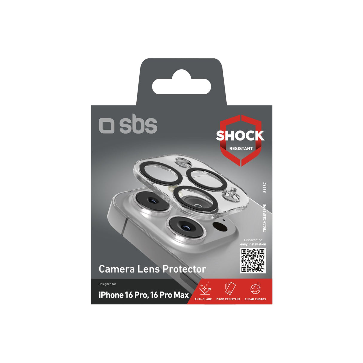 EAN 8018417481987 - SBS TECAMGLIP16PK protector de pantalla o trasero para teléfono móvil Protector para lentes de cámara App imagen 2