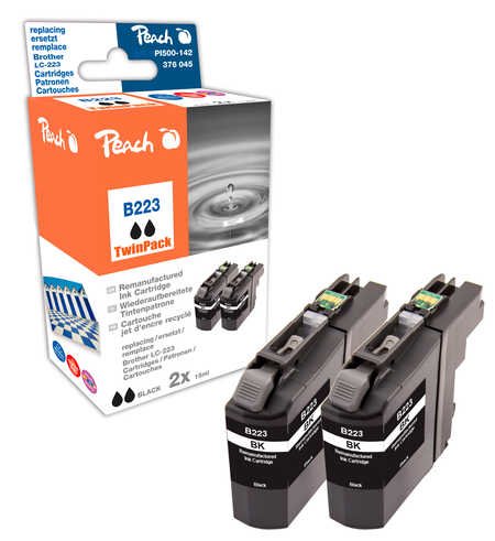 Peach Pi500-142 Tinta Compatible Negro 2 Pieza(S) Lc-223bk