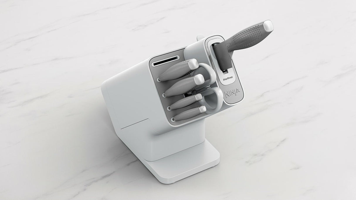 Ninja Staysharp Taco De Cuchillos, Acero Inoxidable, Afilador Integrado, 5 Cuchillos