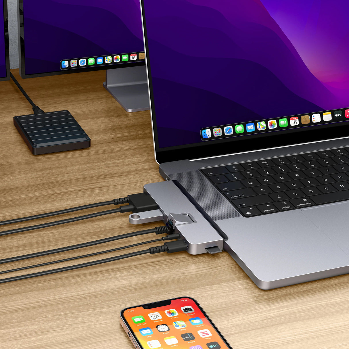 EAN 6941921148225 - HYPER DUO PRO 7-in-2 USB-C Hub USB Tipo C 104 Mbit/s Gris imagen 13